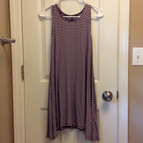 Decree Dresses & Skirts - Decree Maroon striped tank dress